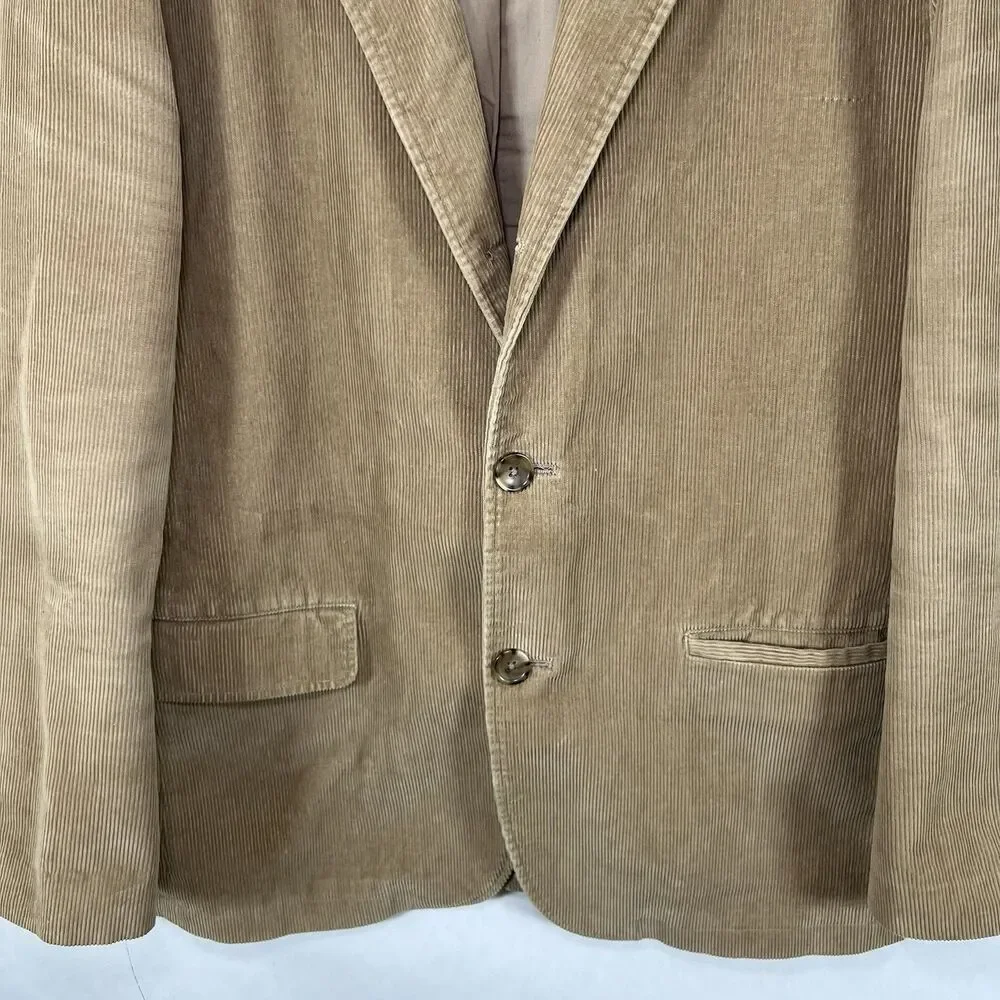 Banana Republic Corduroy Blazer Mens Size Large Tan Brown Three Button Lined